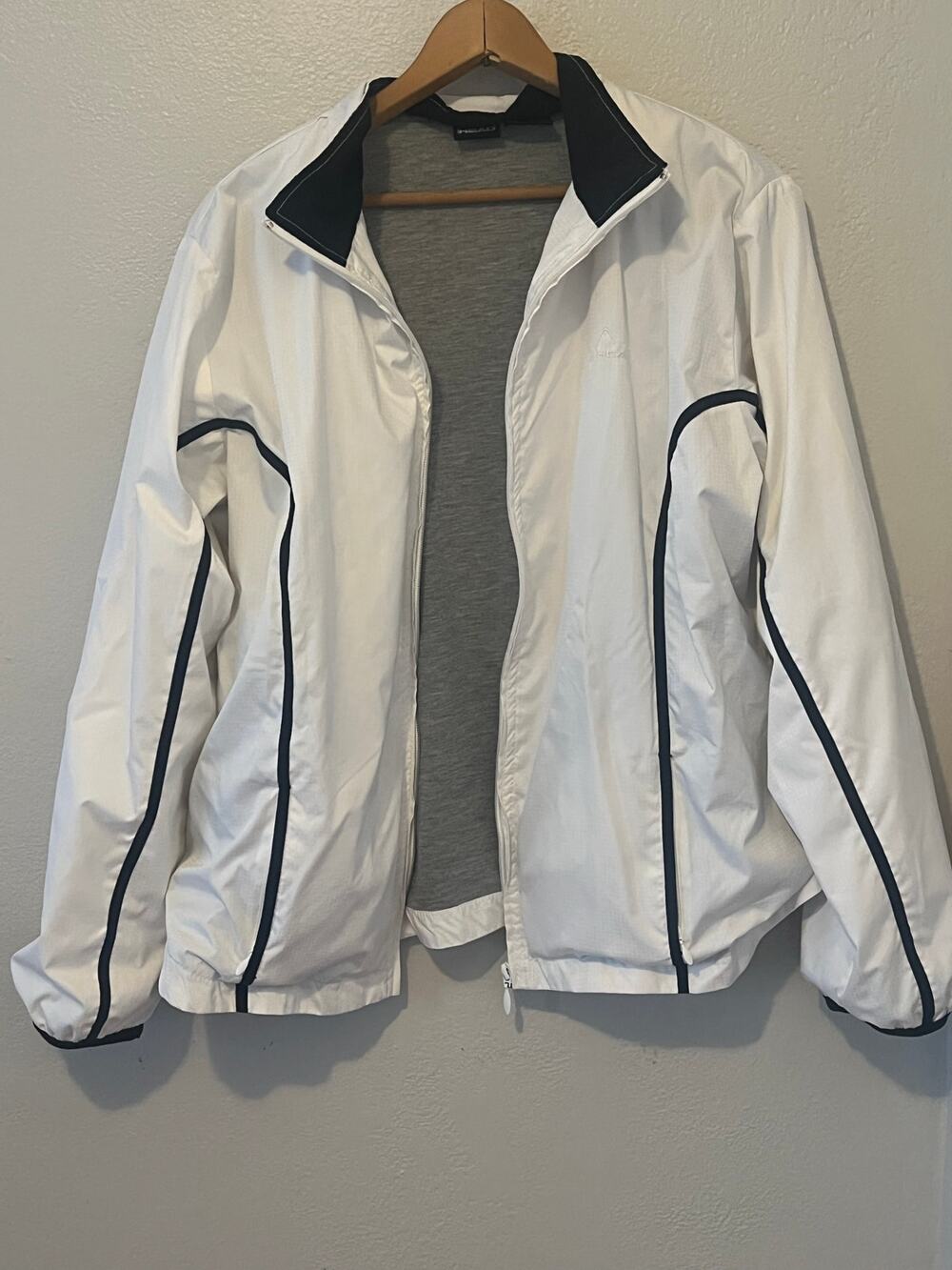 Women's Vintage Head Tennis White with Black Trim Windbreaker Jacket Size Large